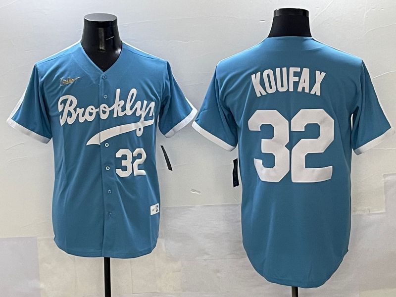 Men Los Angeles Dodgers 32 Koufax Light Blue Throwback 2025 Nike MLB Jersey style 34